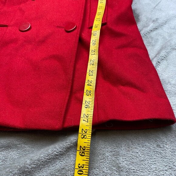 New York & Company Peacoat Womens 6 Red Wool Blend Double-Breasted Jacket Formal - Picture 6 of 12